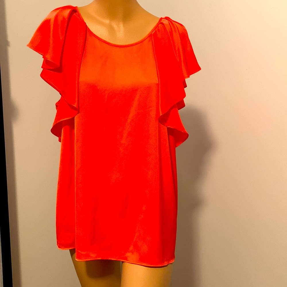 WORTHINGTON Ruffled sleeve TOP XL VIBRANT ORANGE